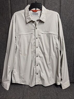 Simms Men's Lightweight Check Shirt - White & Gray Grid